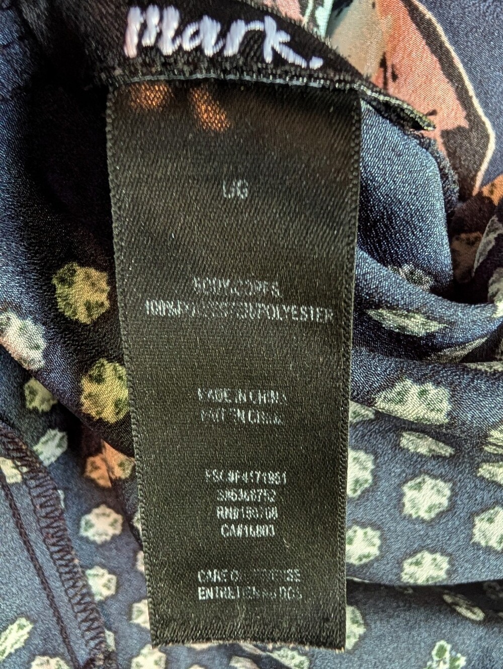 mark. Navy Floral Print Slip Dress with Blush Accents - Picture 4 of 5